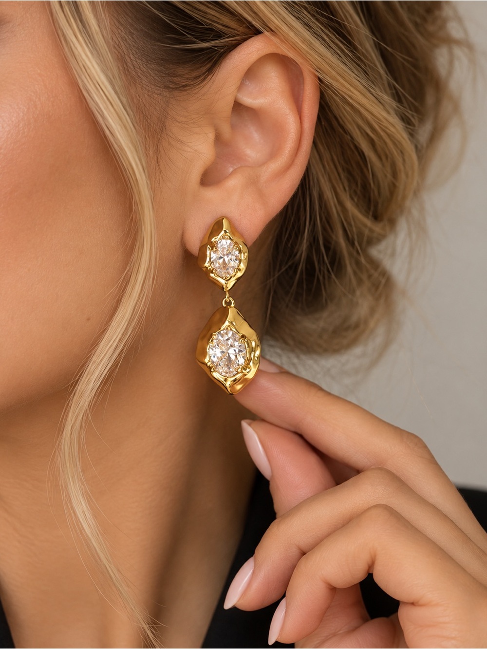 Gold Statement Crystal Drop Earrings - Women Jewelry